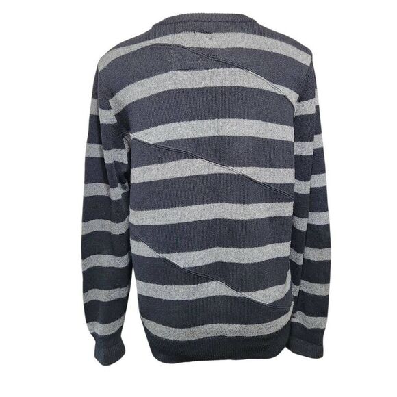 Volcom striped sweater gray black crew neck pullover cotton wool medium - Picture 4 of 8